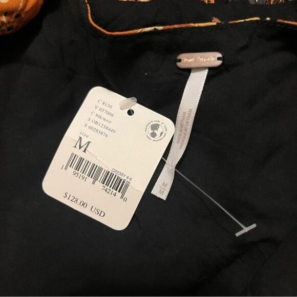 Free People Mixin’ It Up Mini Dress Orange/Black Floral Size M New With Tags - Picture 5 of 5